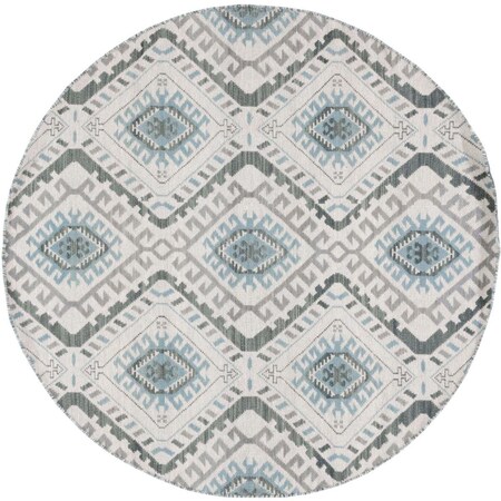 Safavieh 6 x 6 ft. Kilim Global Round Rug; Ivory & Blue KLM329A-6R